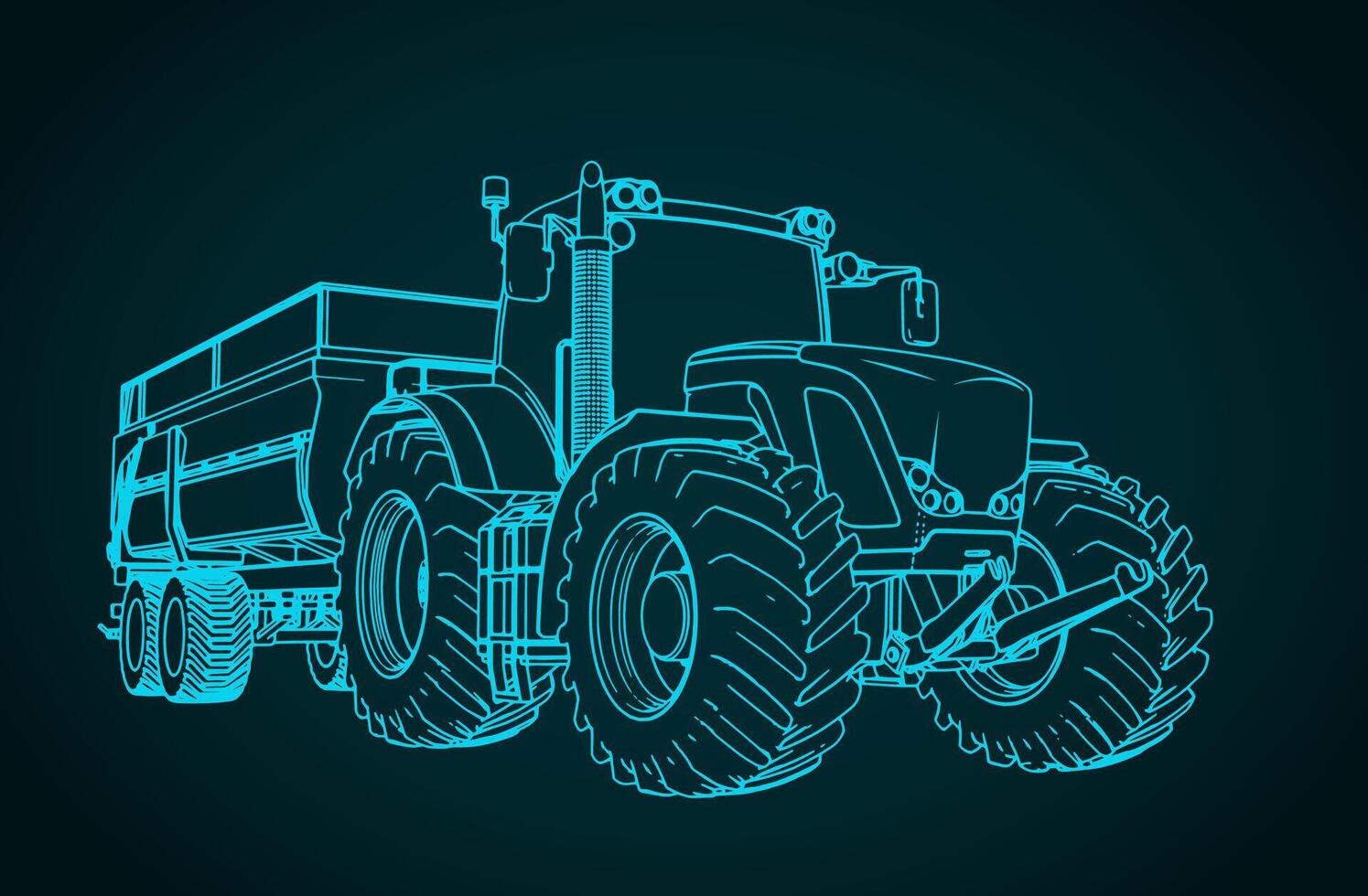 Tractor with trailer illustration vector