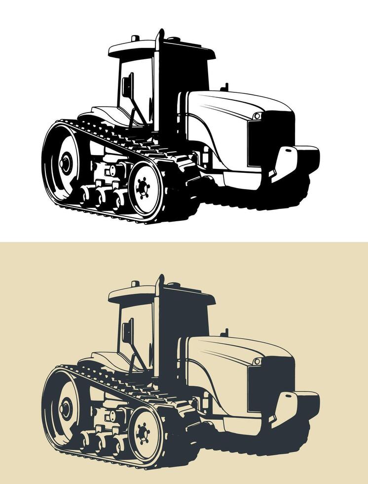 Crawler tractor illustrations vector