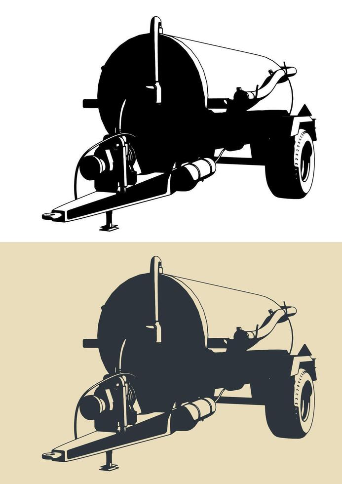 Liquid manure spreader illustrations vector