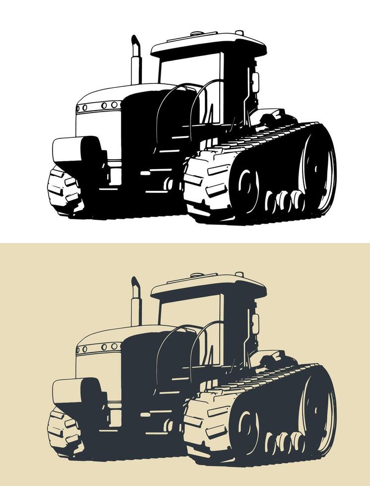 Crawler tractor illustrations vector