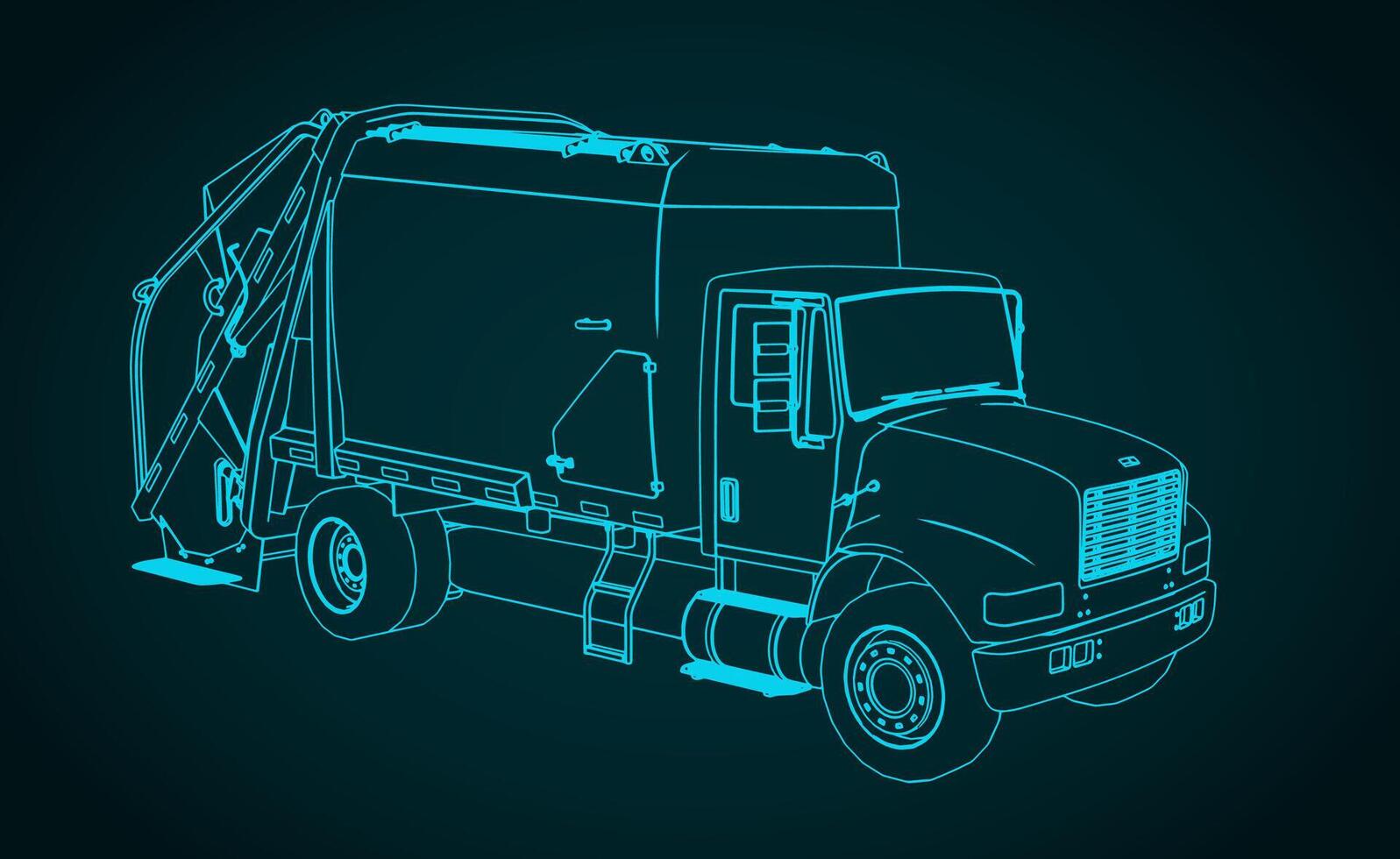 Garbage truck sketch vector