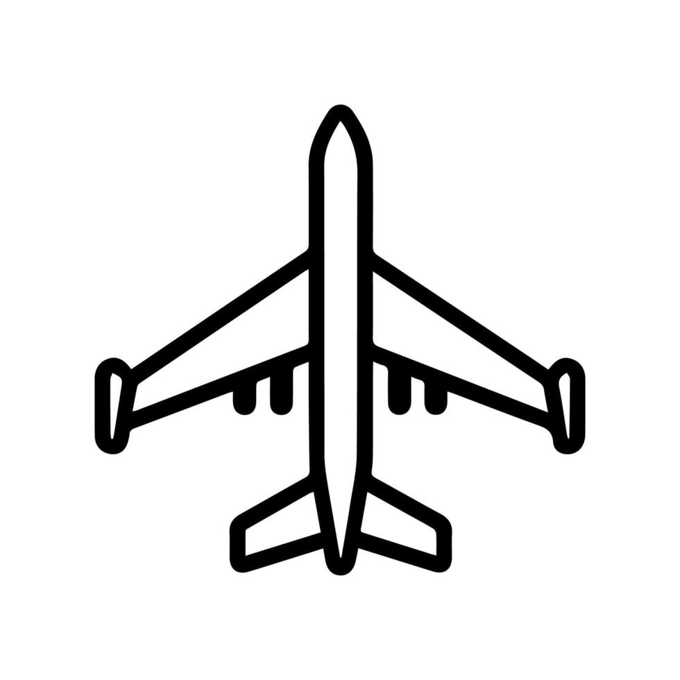 plane icon or modern line symbol. line art and icon design with bold outline. Black and white Pixel Perfect minimalistic symbol isolated white background. Silhouette simple thin sign vector