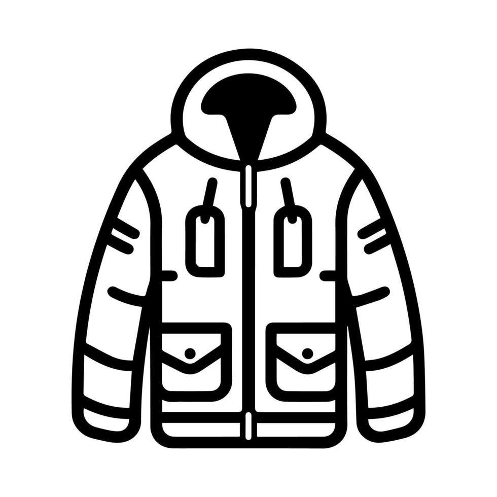 jacket icon or modern line symbol. line art and icon design with bold outline. Black and white Pixel Perfect minimalistic symbol isolated white background. Silhouette simple thin sign vector