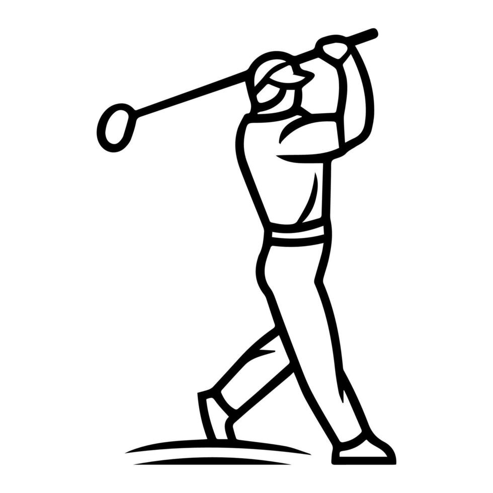 golfer icon or modern line symbol. line art and icon design with bold outline. Black and white Pixel Perfect minimalistic symbol isolated white background. Silhouette simple thin sign vector