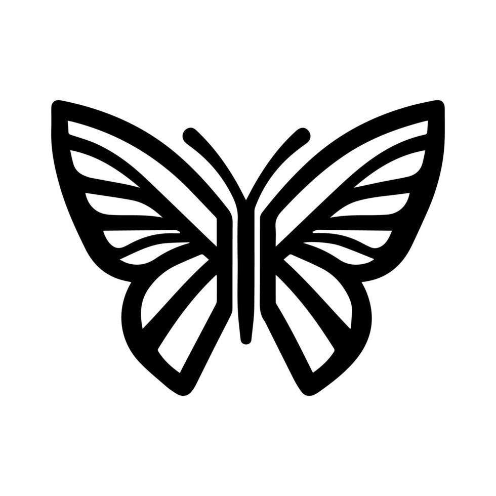butterfly icon or modern line symbol. line art and icon design with bold outline. Black and white Pixel Perfect minimalistic symbol isolated white background. Silhouette simple thin sign vector