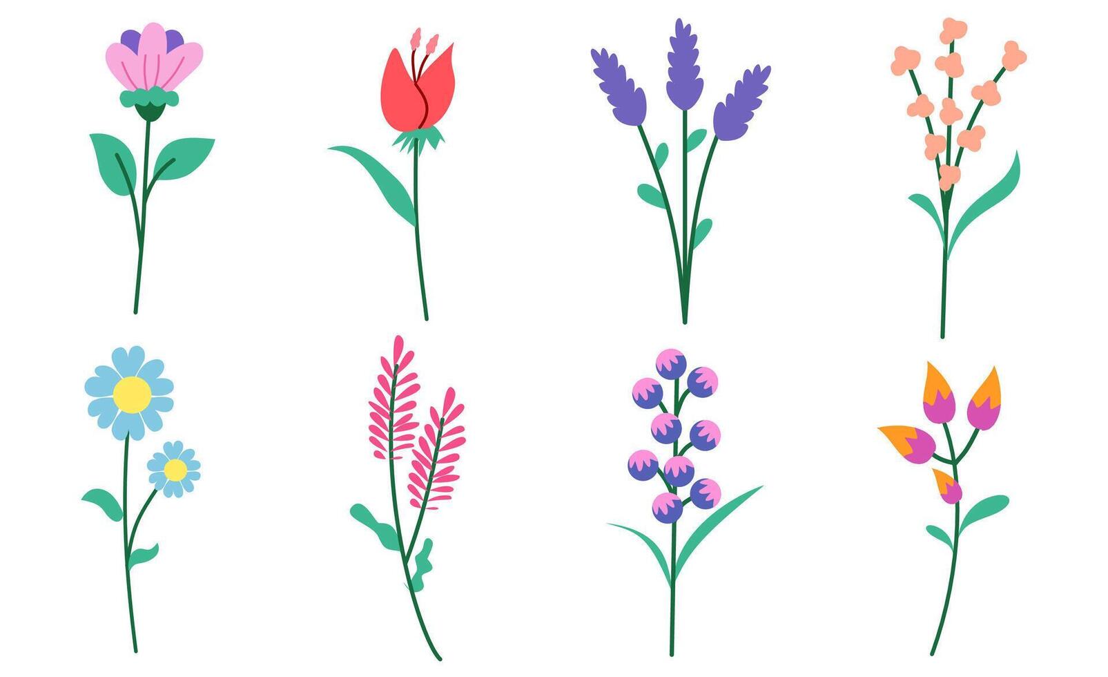Collection of floral and botanical elements include Set of leaf, foliage wildflowers, plants, bloom, leaves and herb for decor, website, graphic and shop. vector