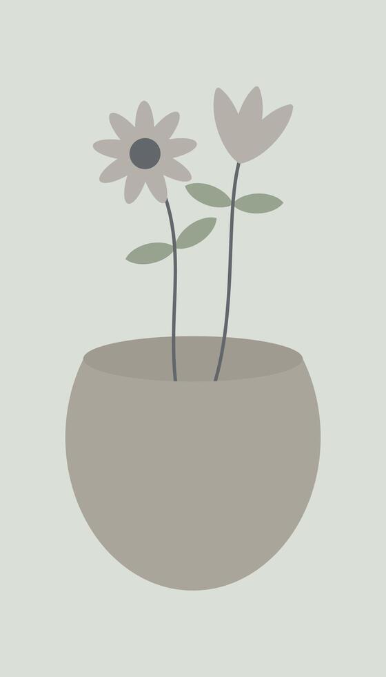 Simple Flower Drawing in Muted Colors vector