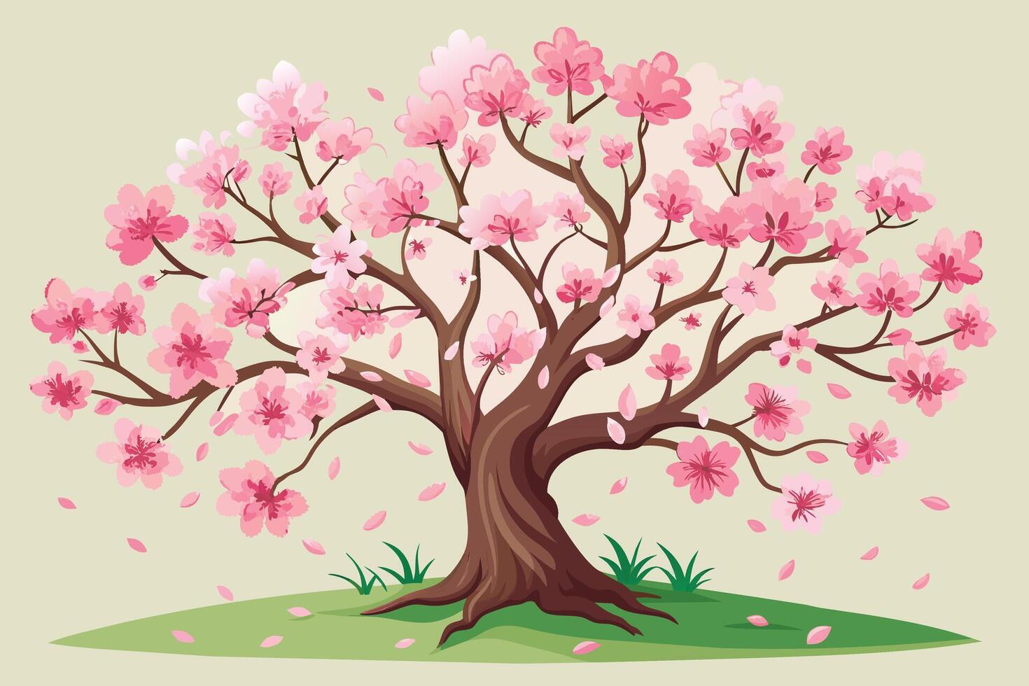 A delicate cherry blossom tree in bloom illustration vector