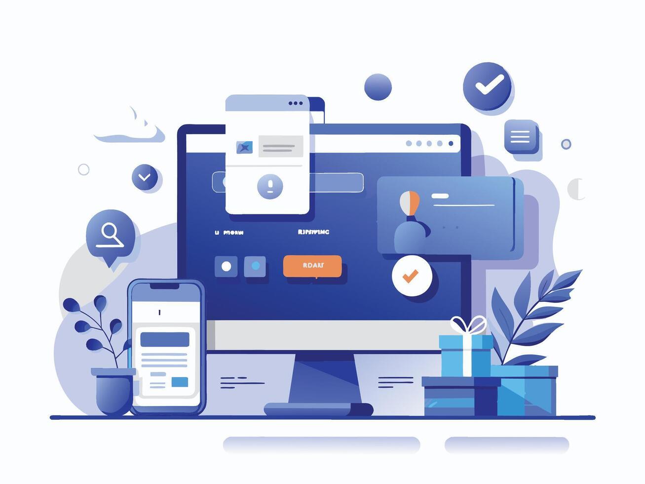 Abstract device embodies the spirit of resilience and determination, Ui and device illustration Sleek and modern design of apps vector