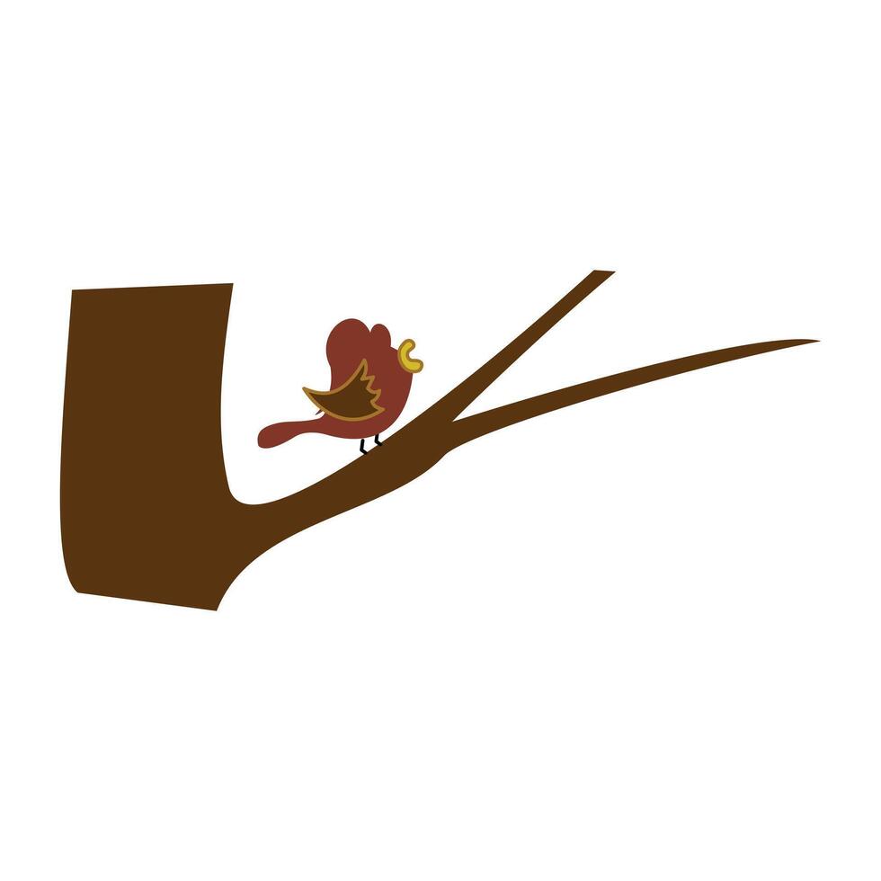 Bird on tree branch icon. Bird illustration in cartoon style. Cute and unique animal design elements. Illustration of a bird on tree branch icon vector