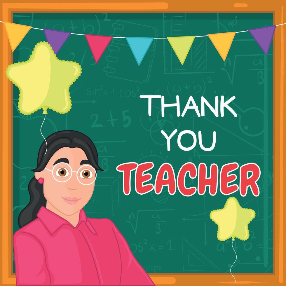 Thank you teacher poster World teacher day vector