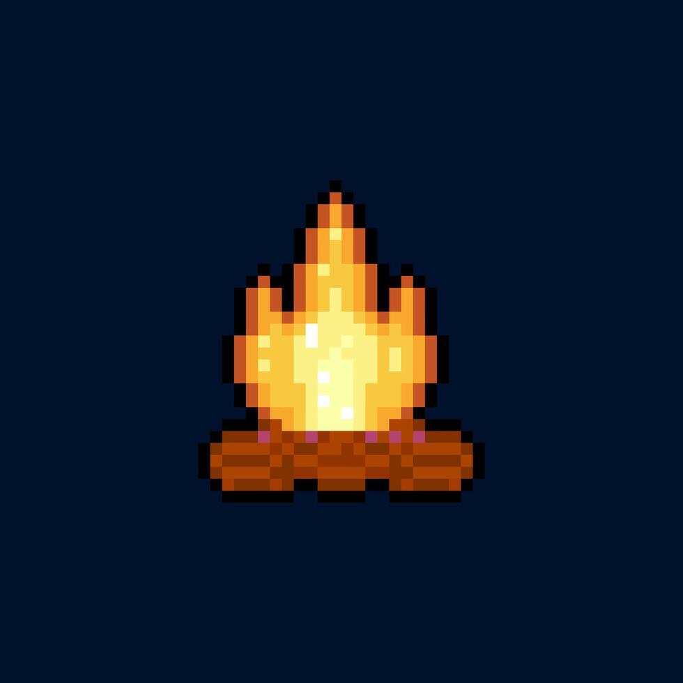 Pixel art of bonfire vector