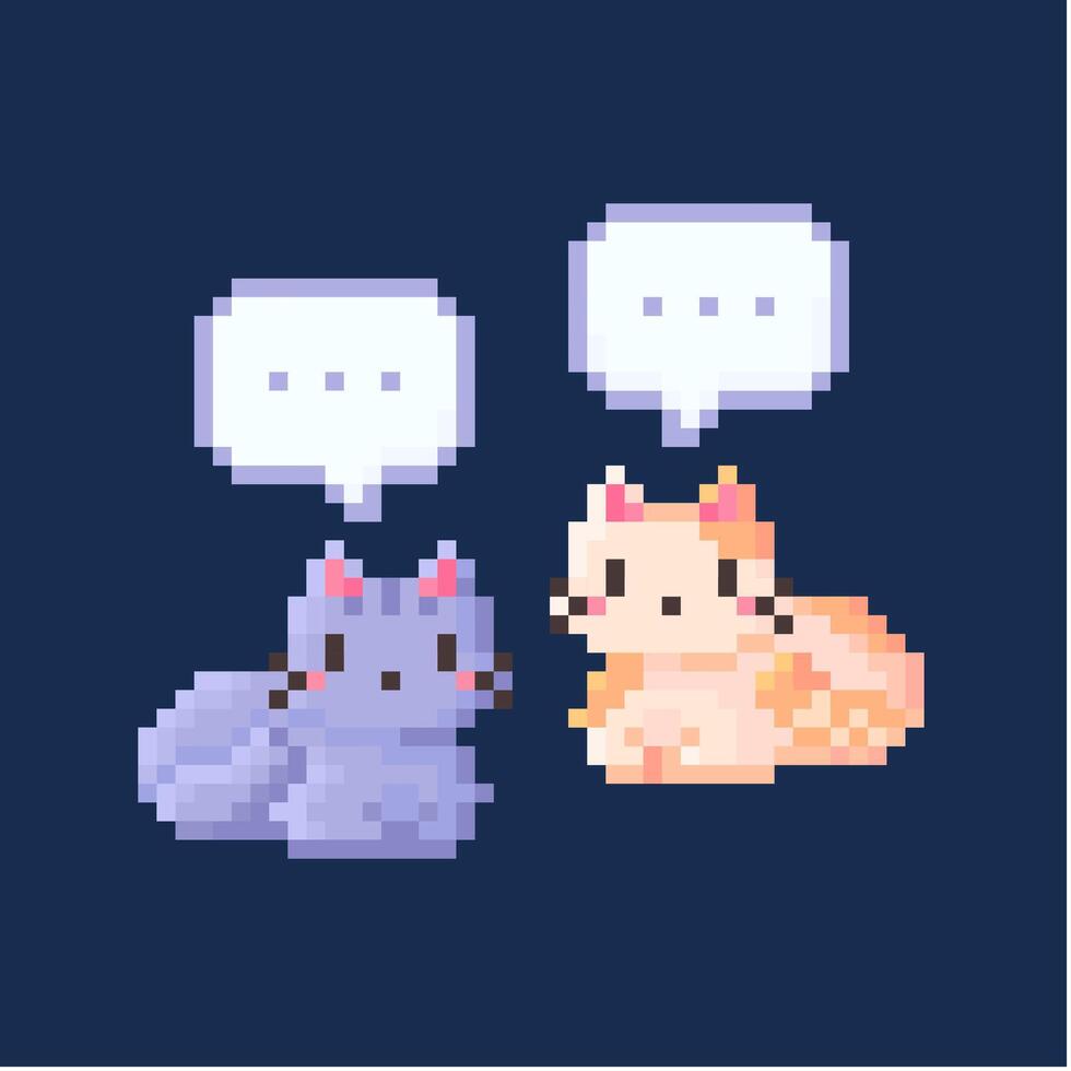 pixel art of two talking cats vector