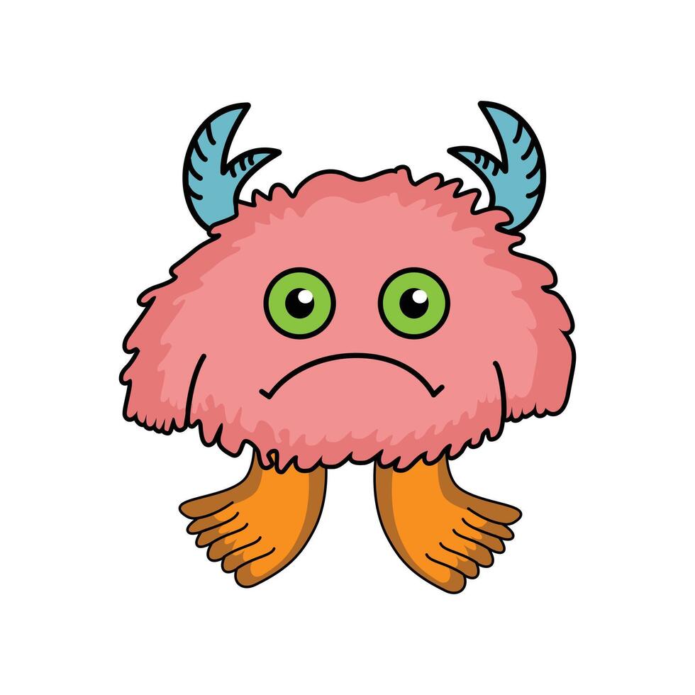 Funny cartoon monster illustration isolated on a white background. cute pink monster cartoon illustration element design vector
