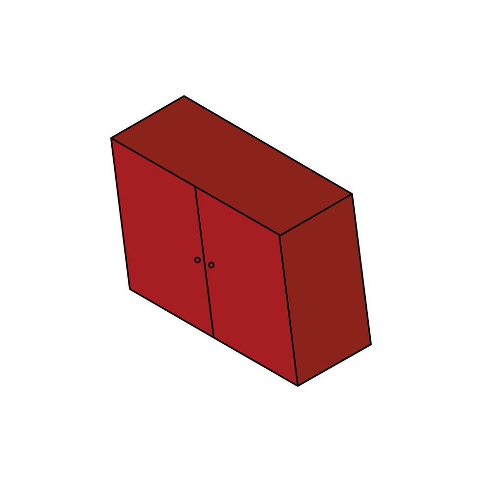 Isometric 3d chest of drawers on a white background. wardrobe illustration in 3d isometric style. Wardrobe 3d isometric illustration element design vector