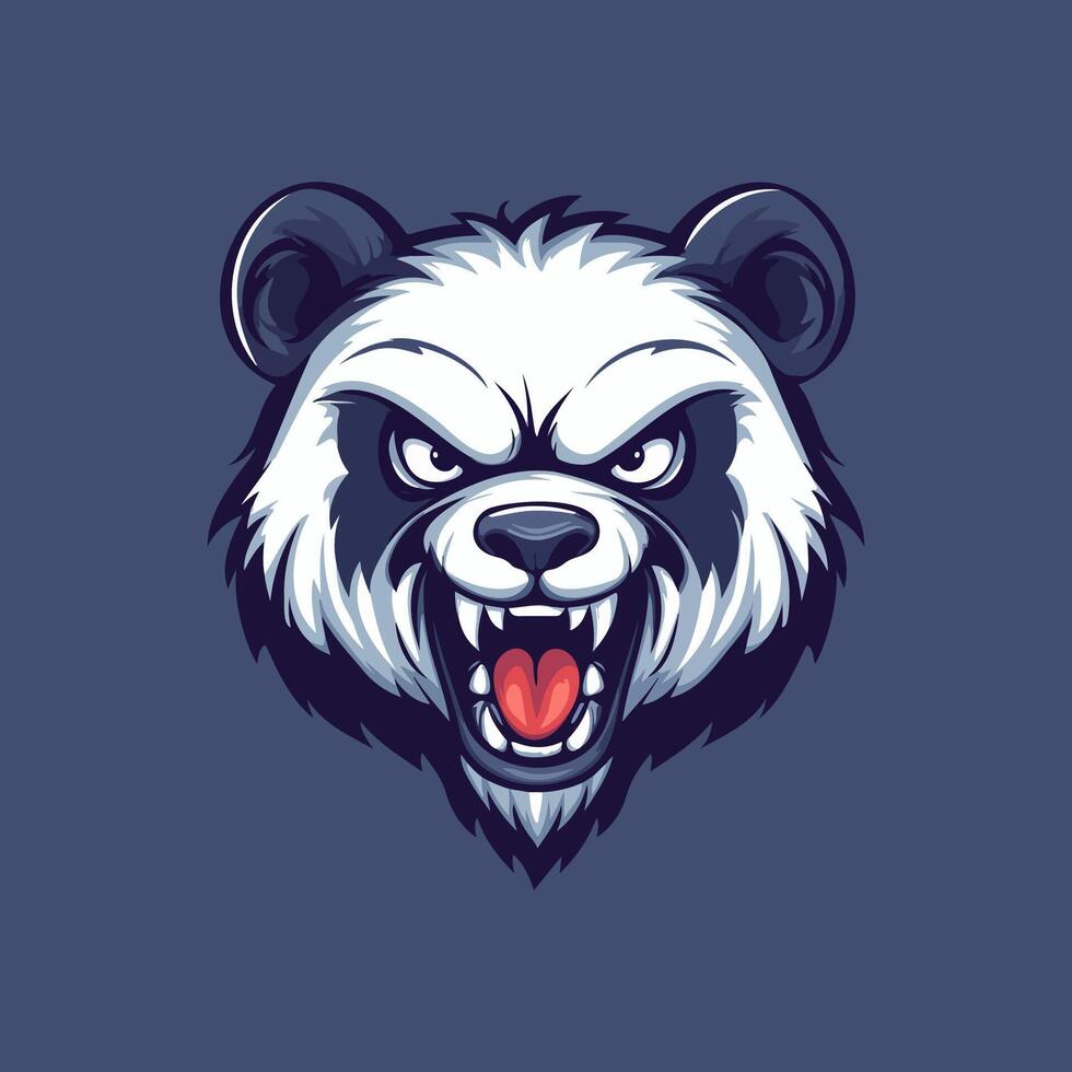 A panda bear head with its mouth open vector