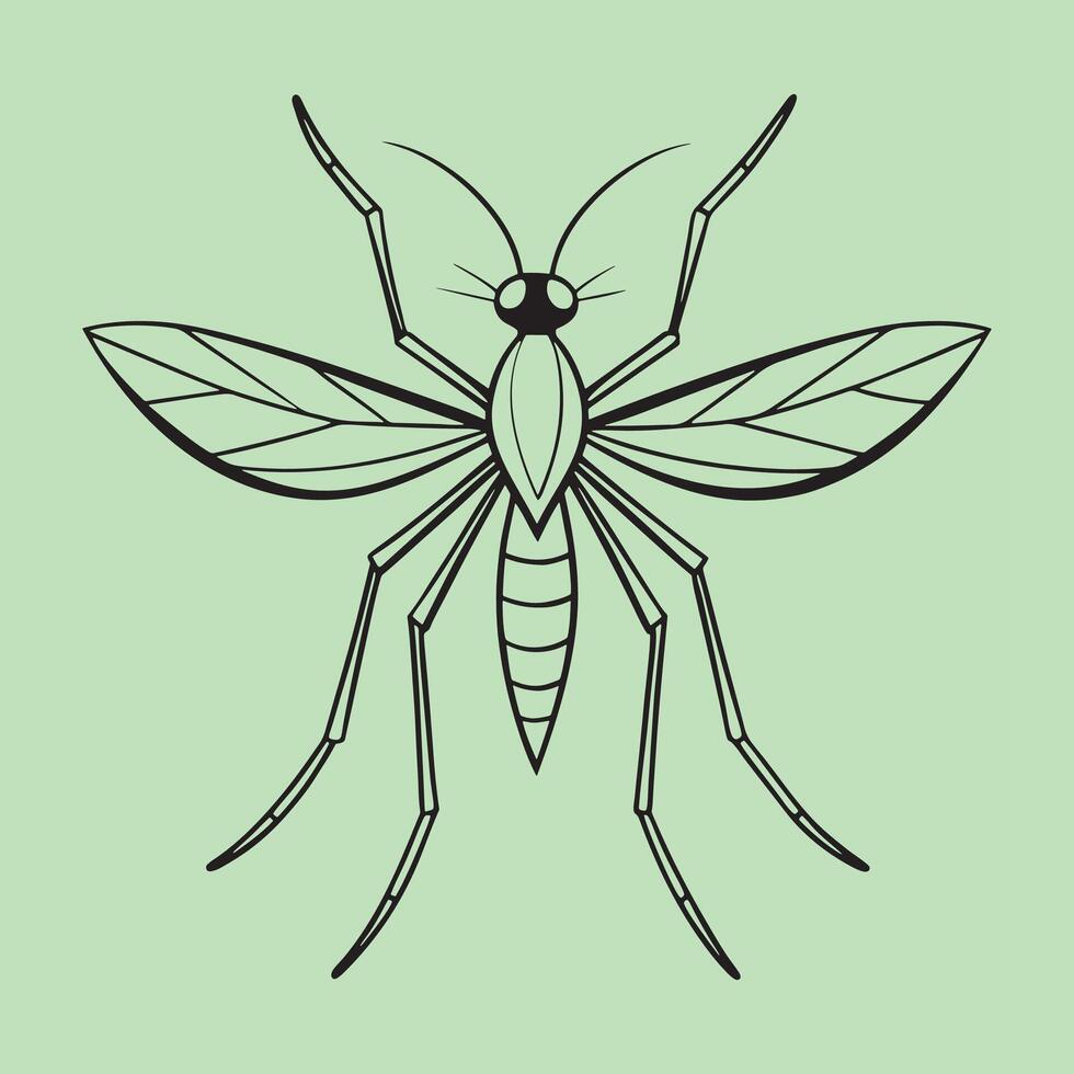 Detailed Mosquito Illustration, High Quality Insect Graphic Design vector
