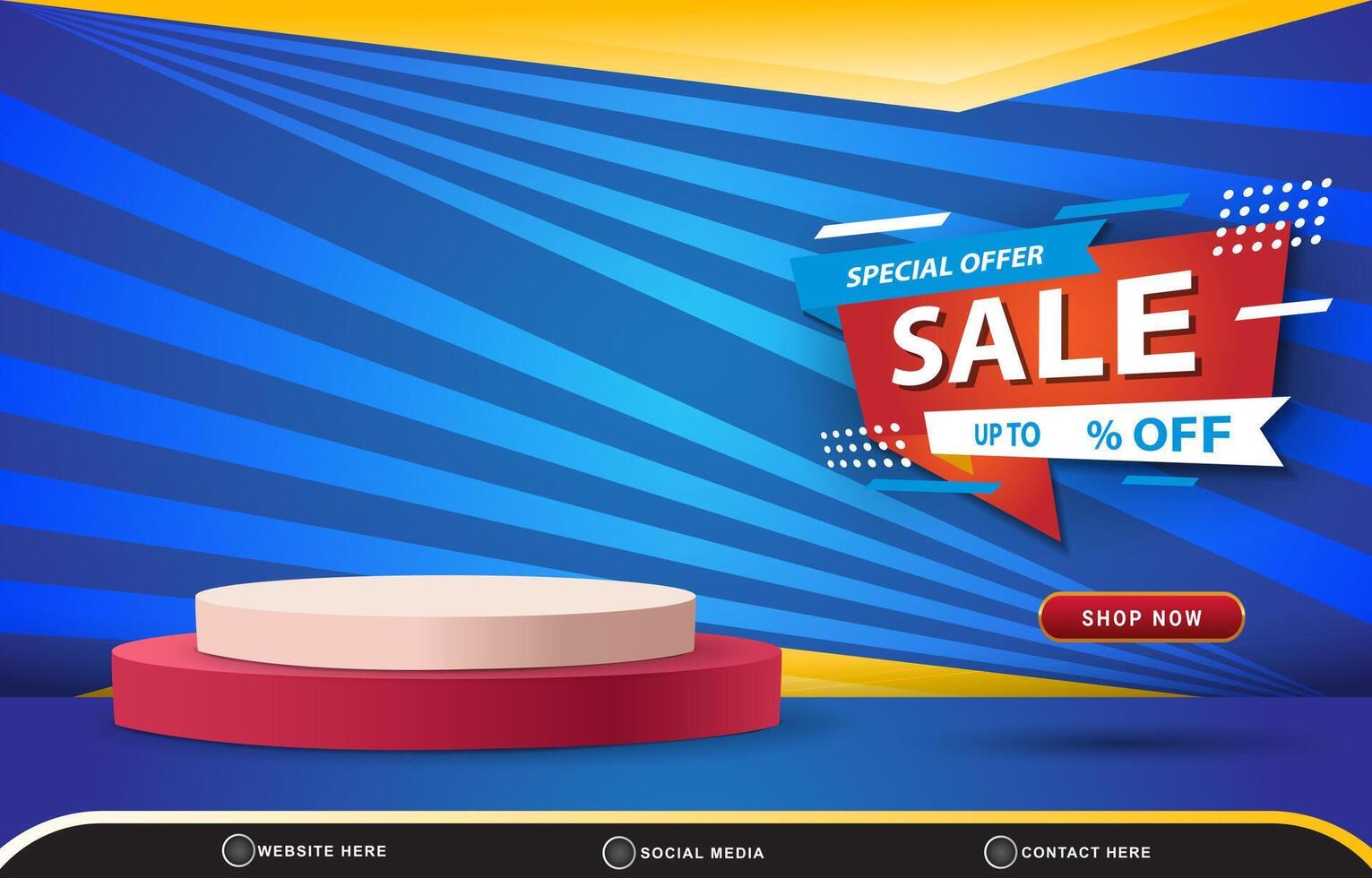 special offer sale tempate banner with copy space 3d podium for product sale with abstract gradient blue background vector