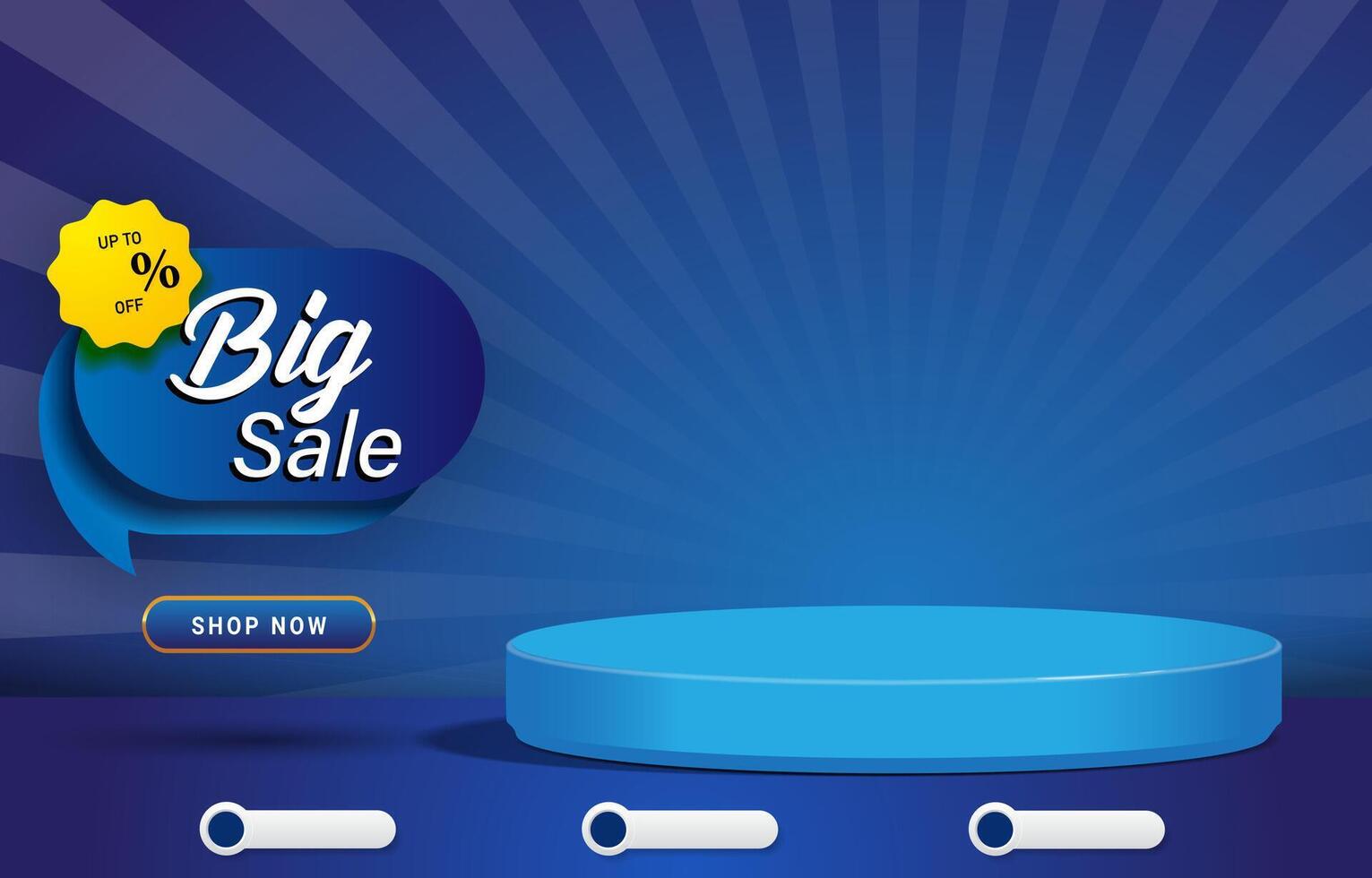 big sale discount for social media post banner with 3d podium for product sale with abstract gradient blue background design vector