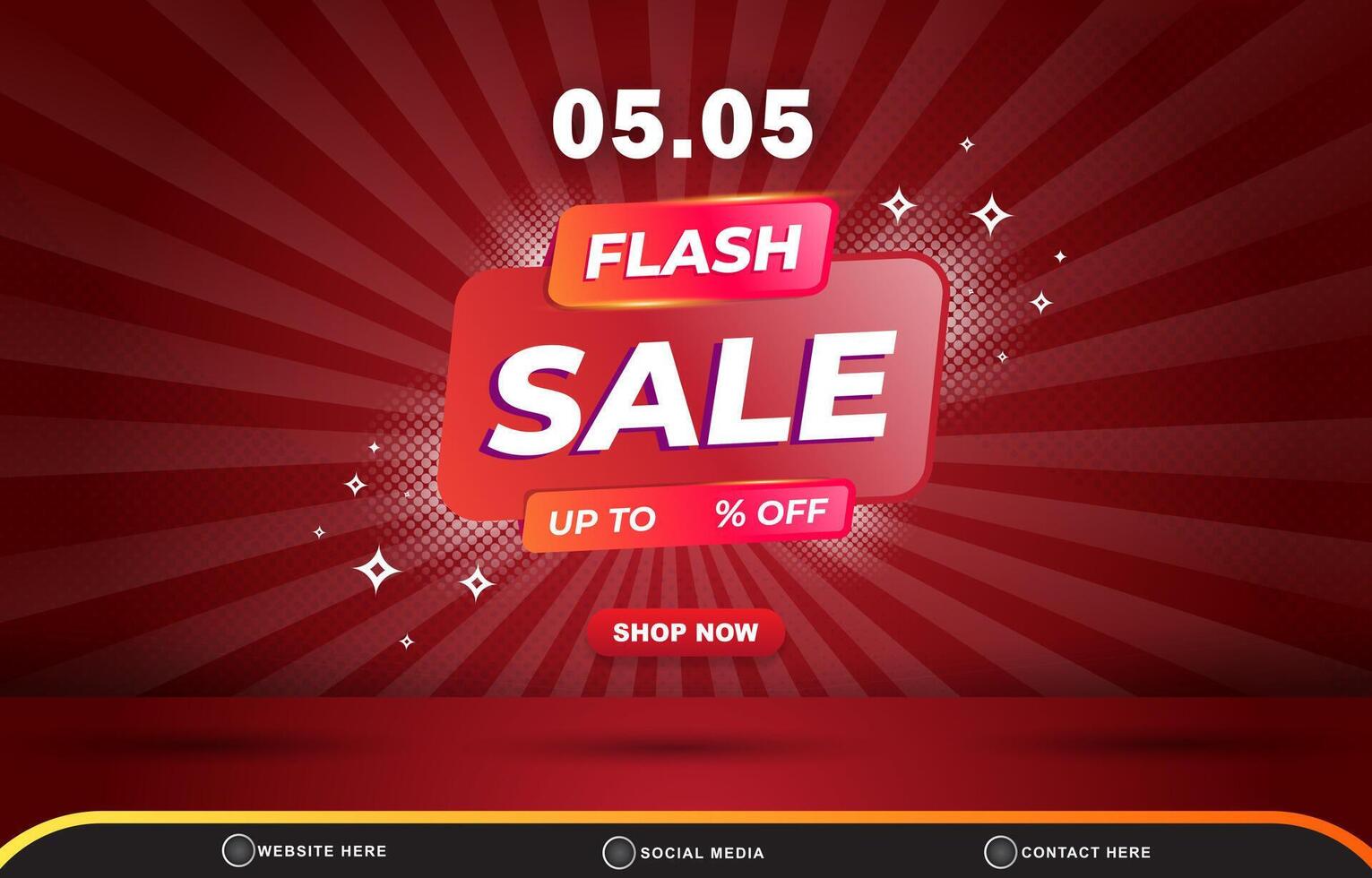 05.05 flash sale discount template banner with blank space for product sale with abstract gradient red background design vector