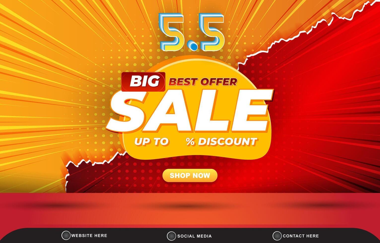 05.05 best sale discount template banner with blank space for product sale with abstract gradient red and orange background design vector
