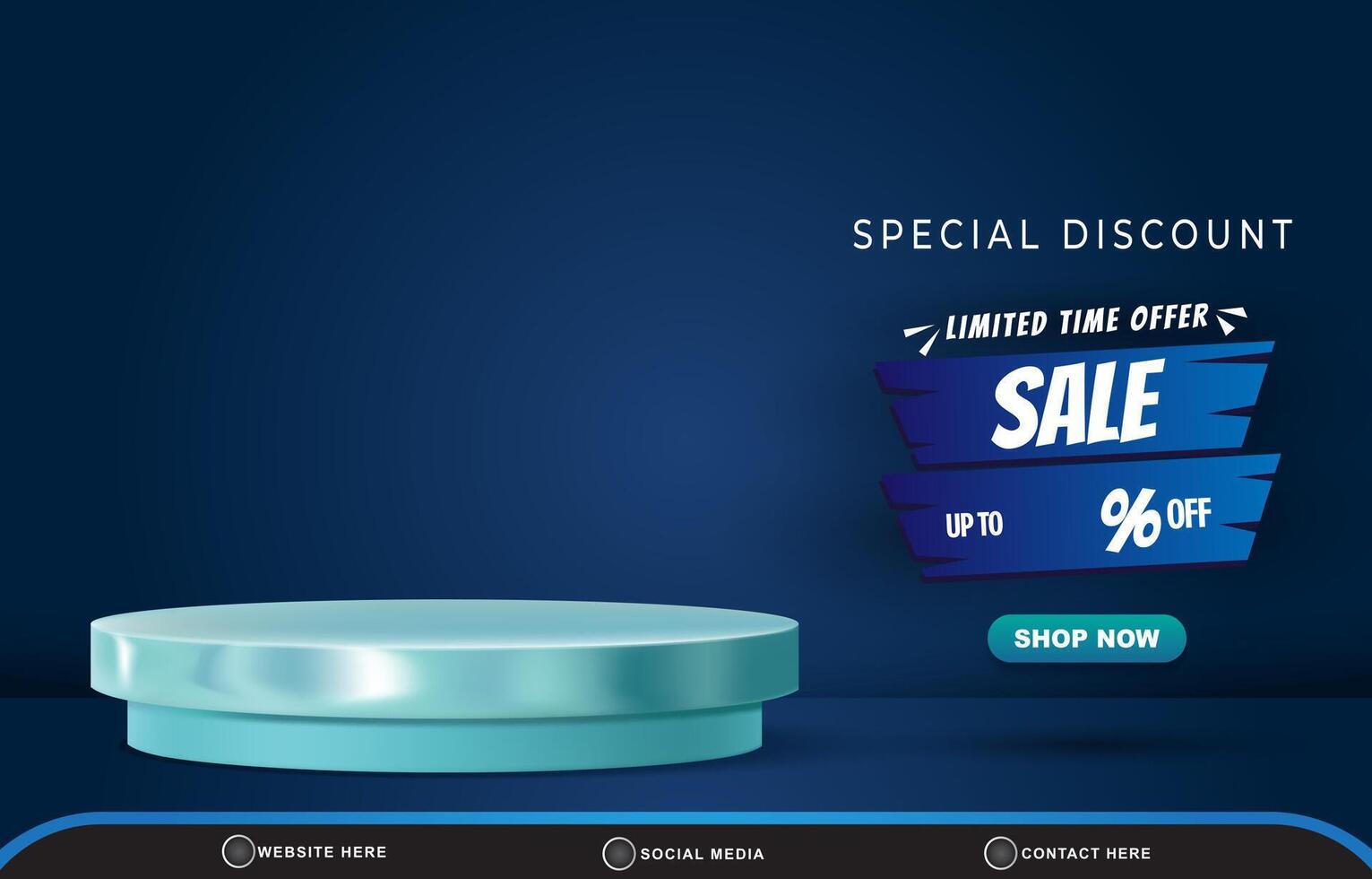 special discount limited sale template banner with blank space for product sale with abstract gradient blue background design vector