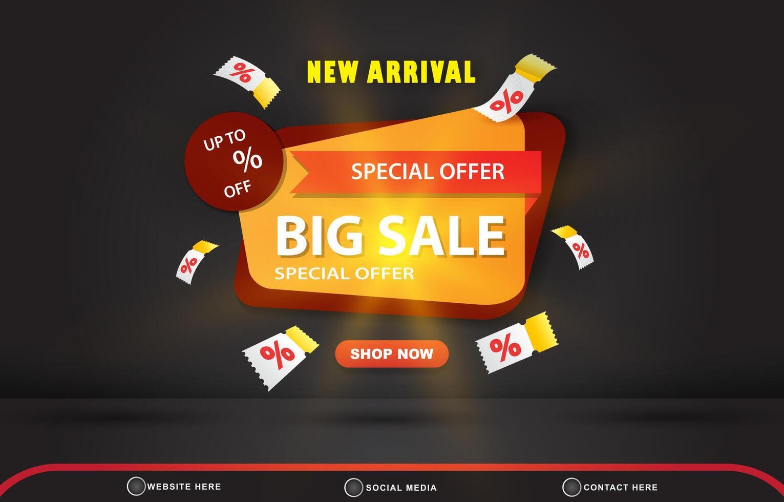 new special offer big sale discount template banner with blank space for product sale with abstract gradient black background design vector