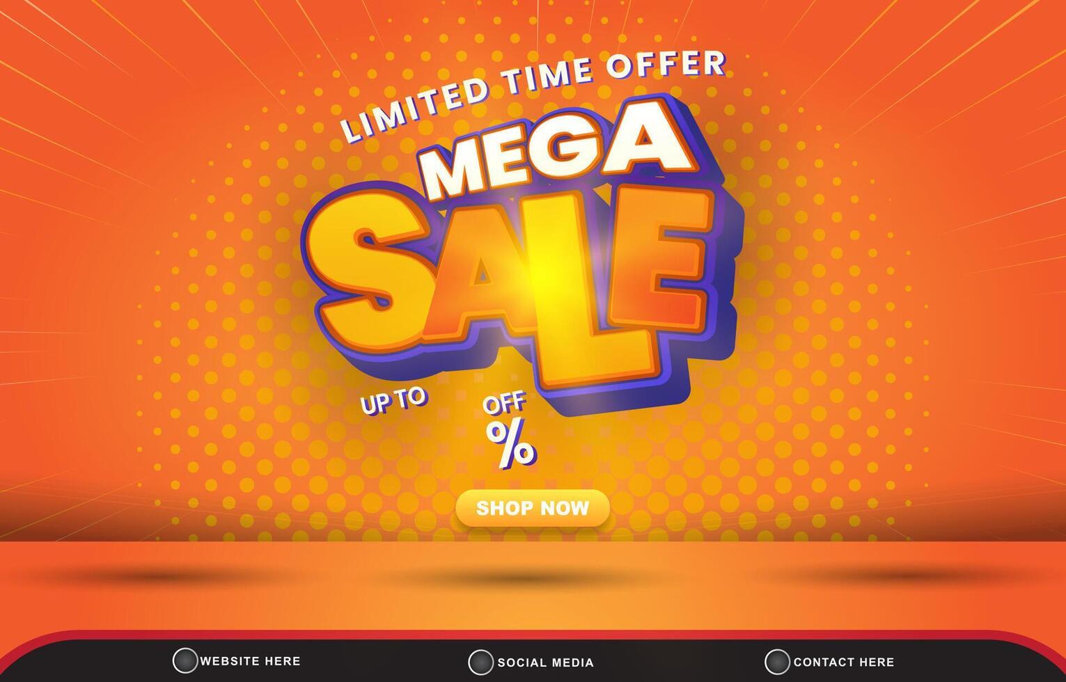 limited mega sale discount template banner with blank space for product sale with abstract gradient orange background design vector