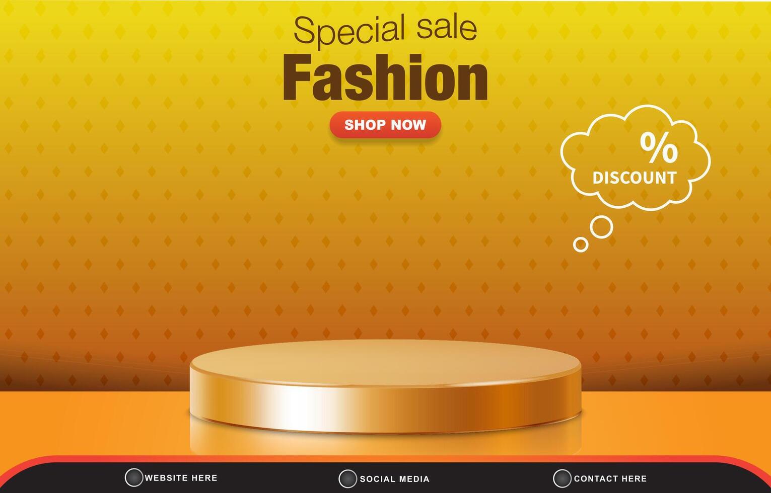 special fashion sale discount with landscape social media post tempate banner with copy space 3d podium for product sale with abstract gradient yellow background design vector