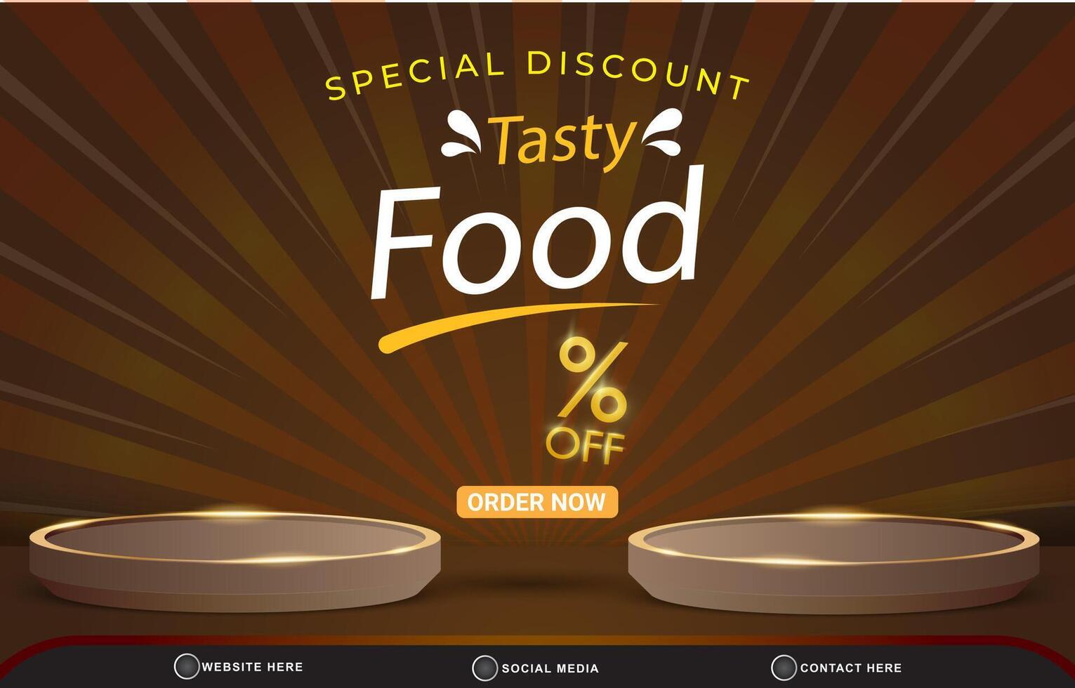 special discount tasty food menu sale social media post tempate banner with copy space 3d podium with abstract gradient brown background design vector
