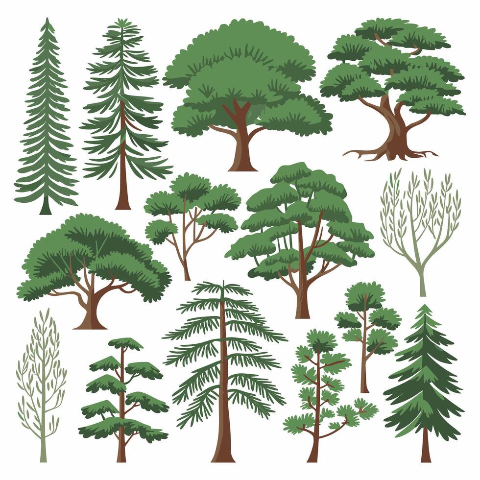 Tree Collection in Various Shapes vector