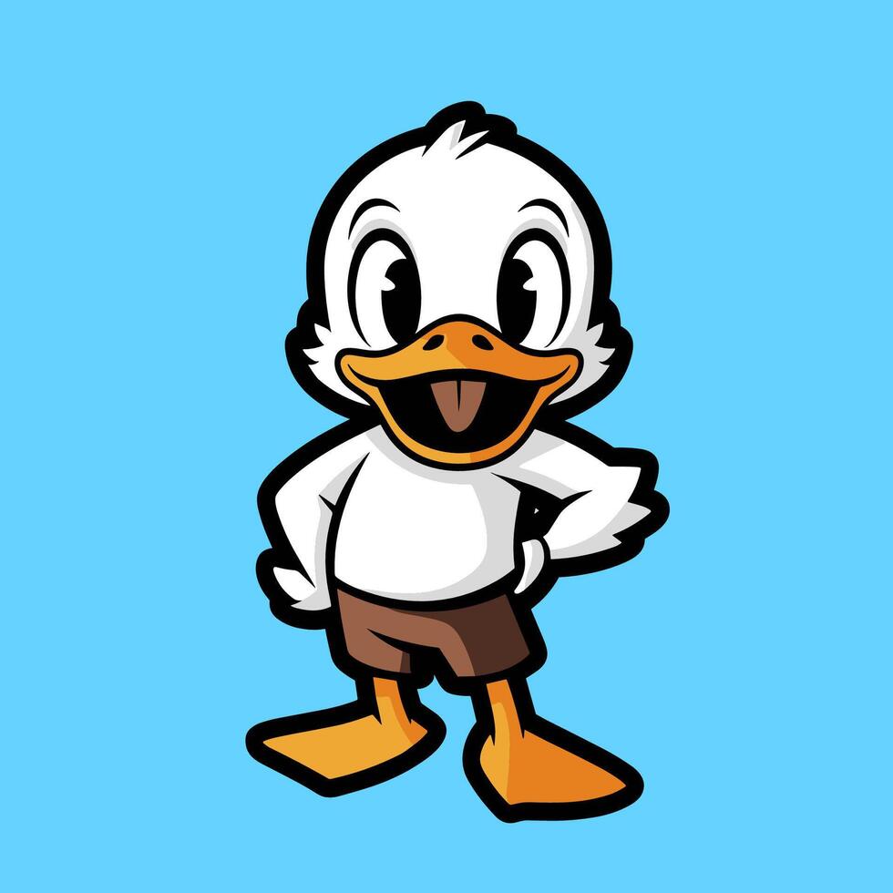 Duck mascot isolated on flat background vector