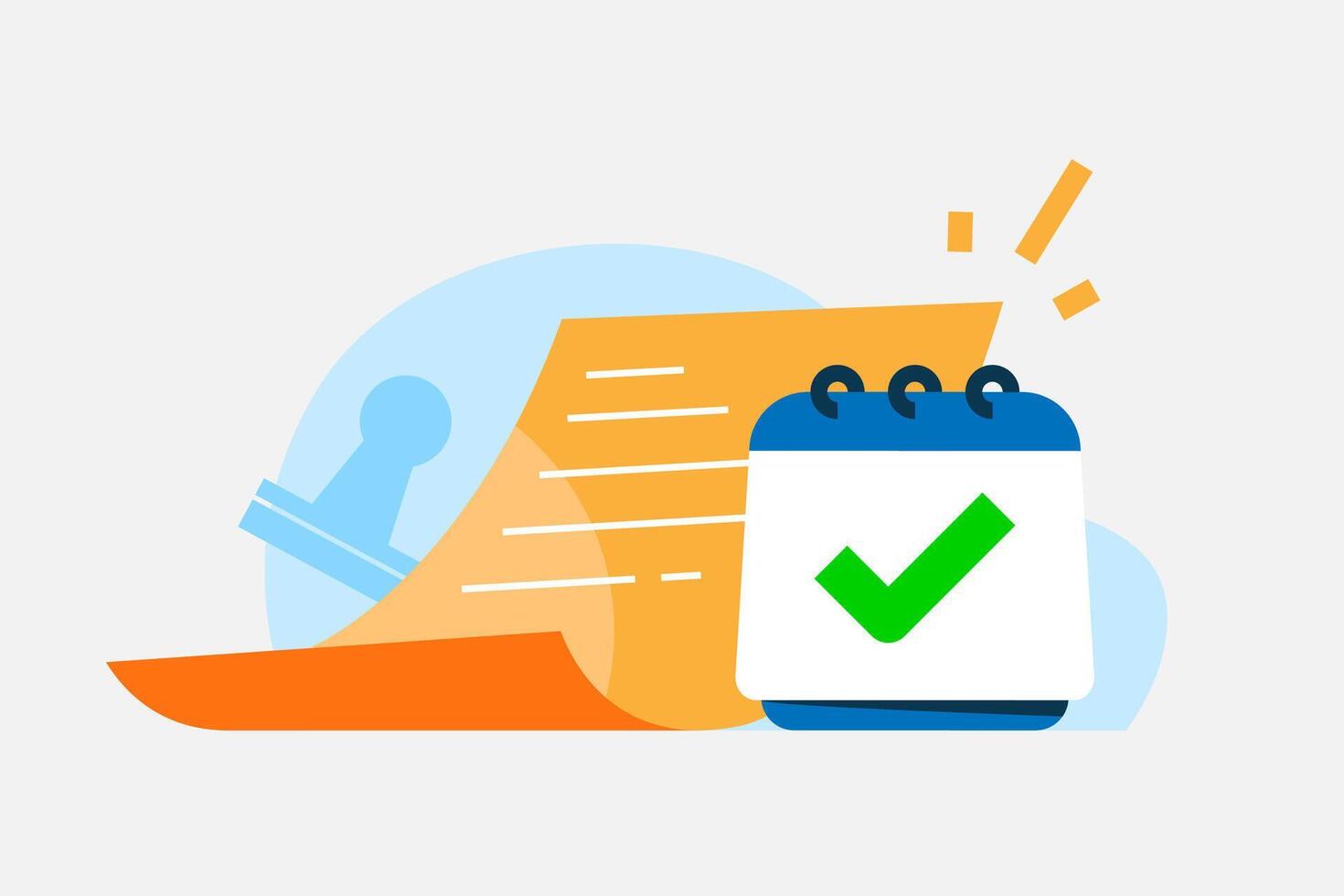 illustration of a new regulation concept, document with an approval stamp and a calendar. for implementation and approval of new policies, rules, business, legal, compliance, law, policy updates vector