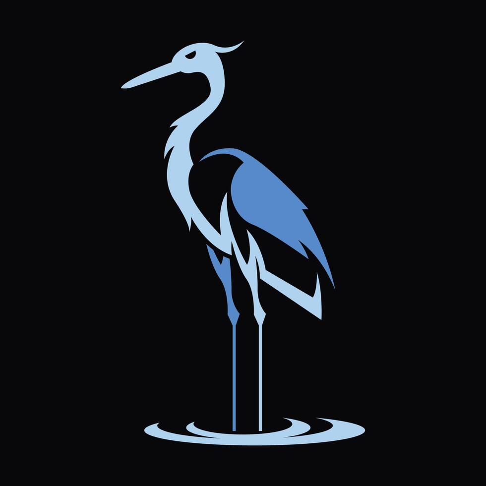abstract and simple illustration of blue heron vector