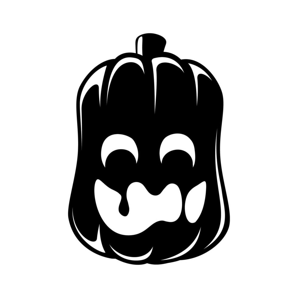 Jack O Lantern Silhouette. Cute Creepy Spooky Halloween Pumpkin Sticker Print Illustration. vector