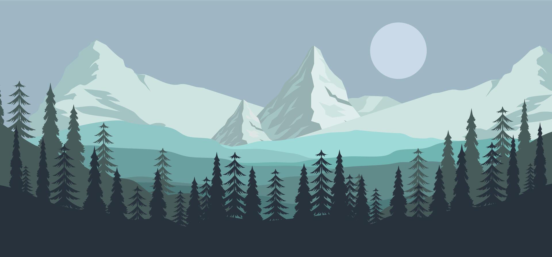 A mountain landscape with trees and mountains vector