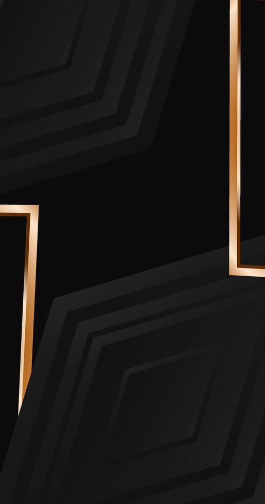 Black and gold geometric shapes on a black background vector