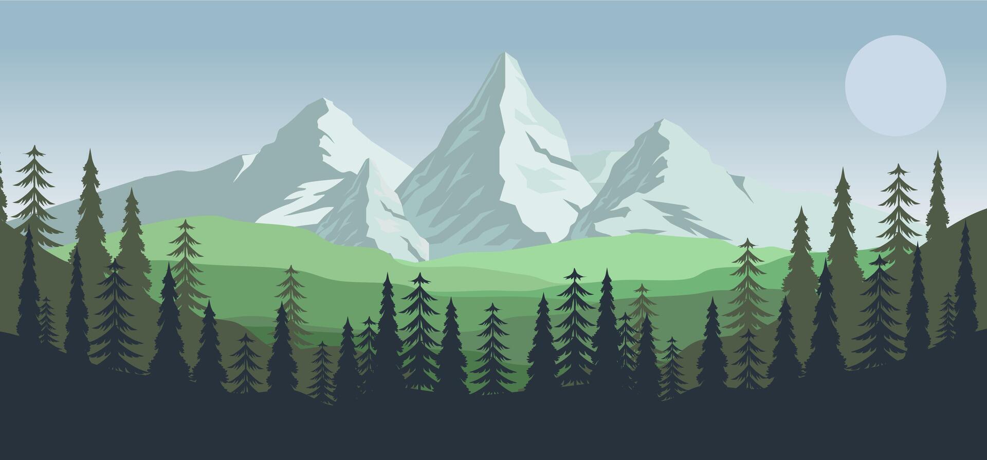 A mountain landscape with trees and mountains vector