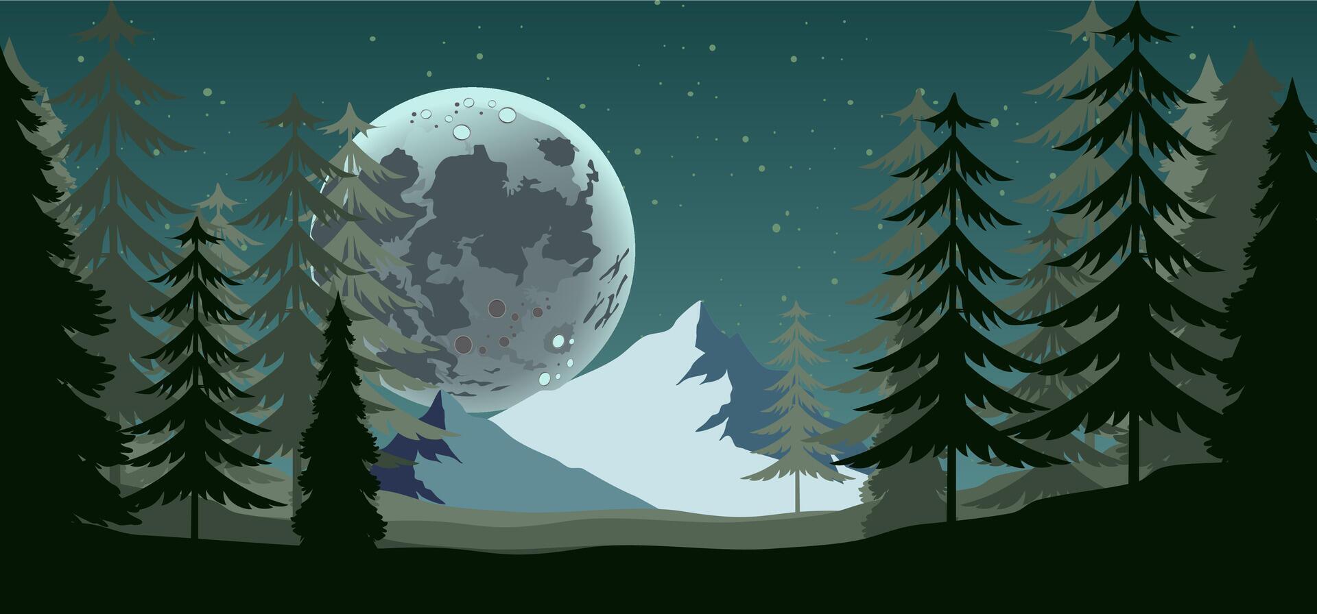 A cartoon illustration of a moon in the night sky vector
