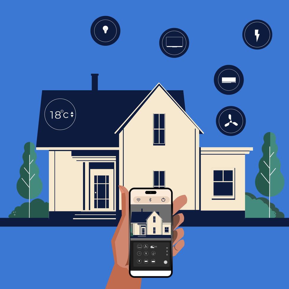 Home automation with smart home devices vector