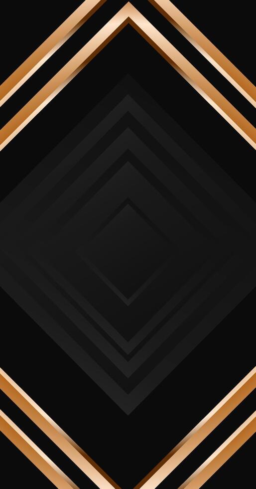 Black and gold geometric background with a diamond shape vector