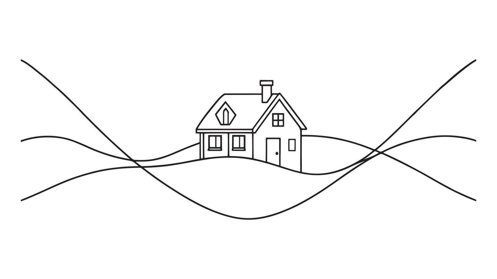 Highland Hearth continuous line art isolated flat illustration on white background vector