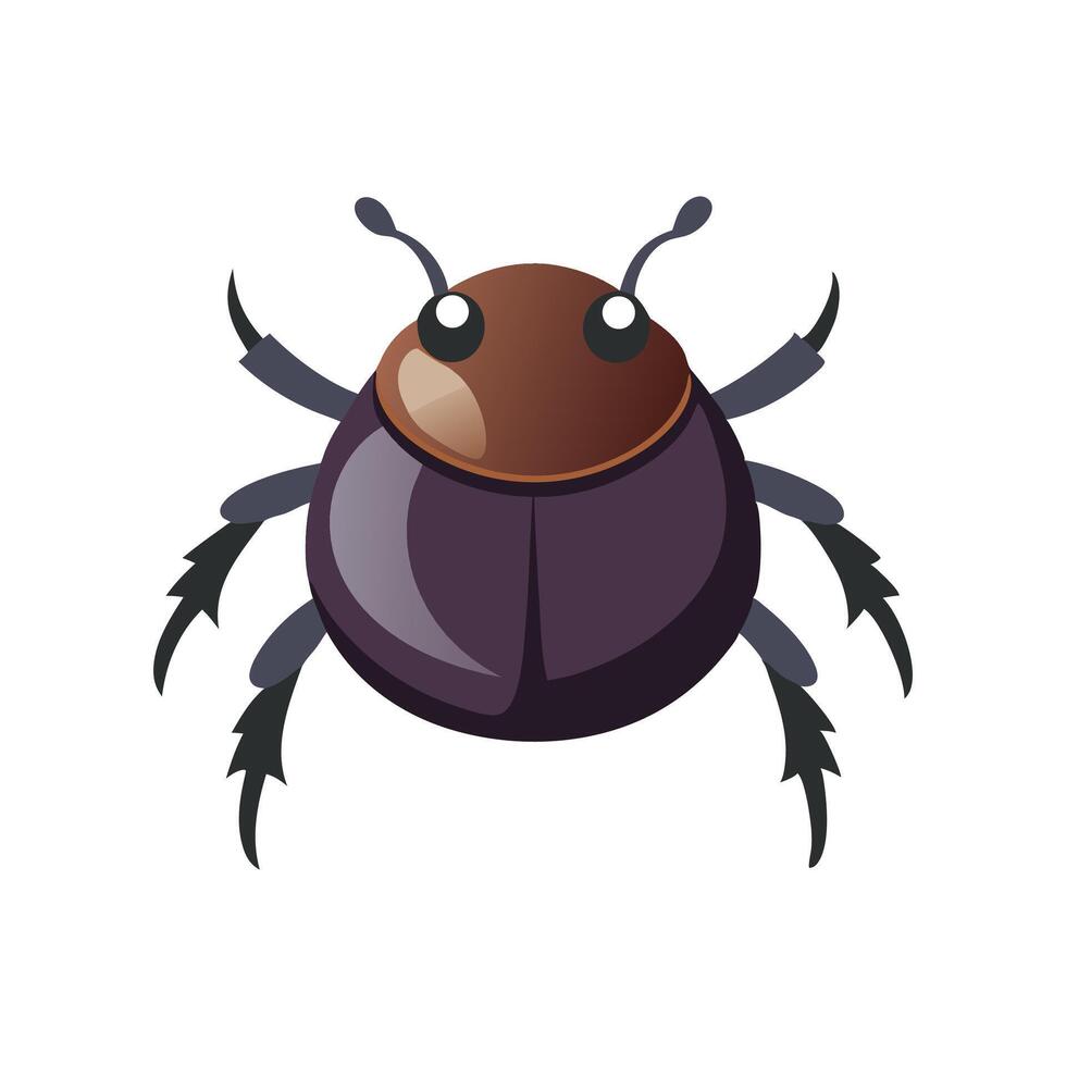 Dung Beetle insect isolated flat illustration white background. vector
