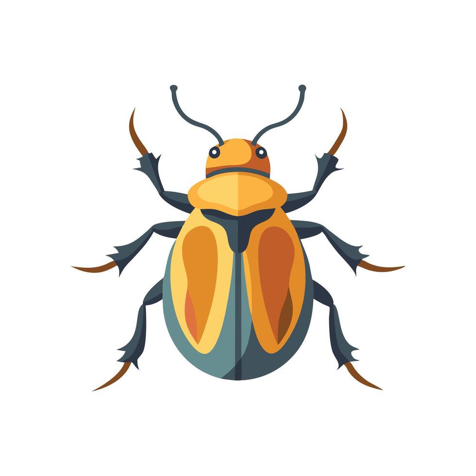 Beetle insect isolated flat illustration white background. vector