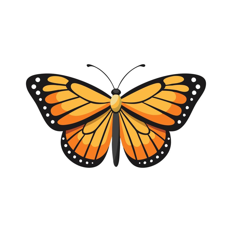 Monarch Butterfly insect isolated flat illustration white background vector