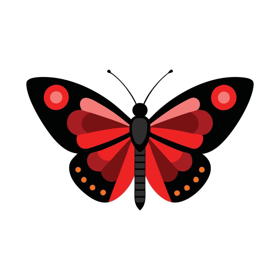 Red Admiral Butterfly insect isolated flat illustration white background. vector