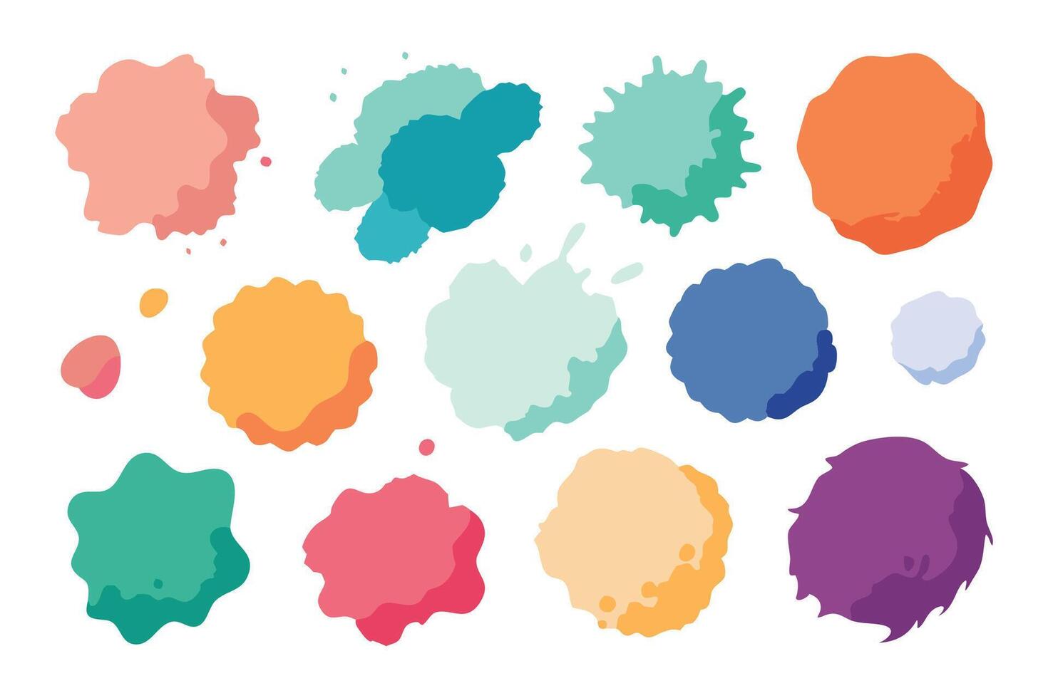 Artistic watercolor blotches and stains flat illustration set on white background vector
