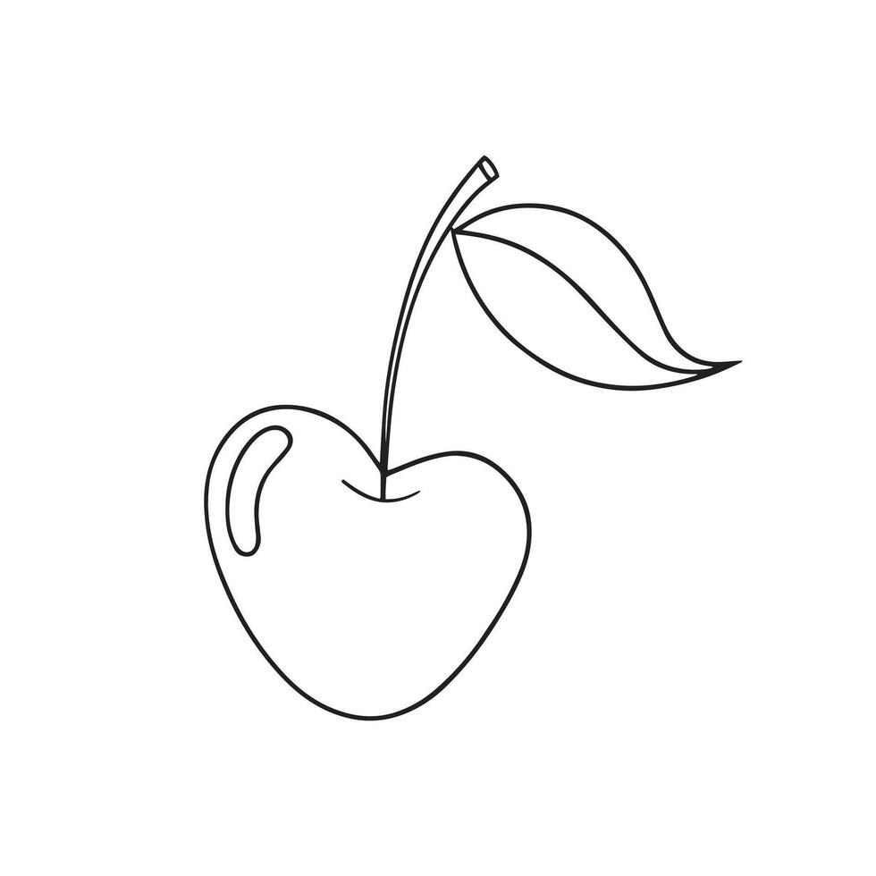 Cherry continuous line art isolated on white background. vector