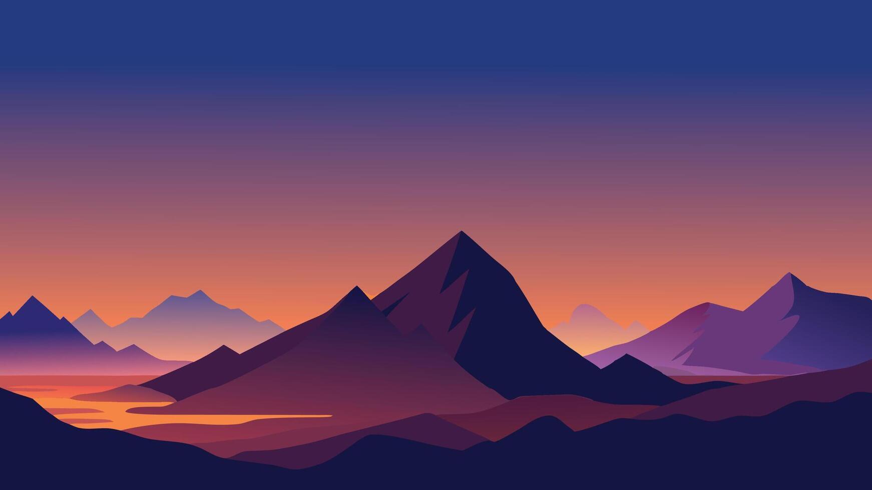 An otherworldly landscape featuring towering mountains and distant planets against a vibrant, colorful sky vector