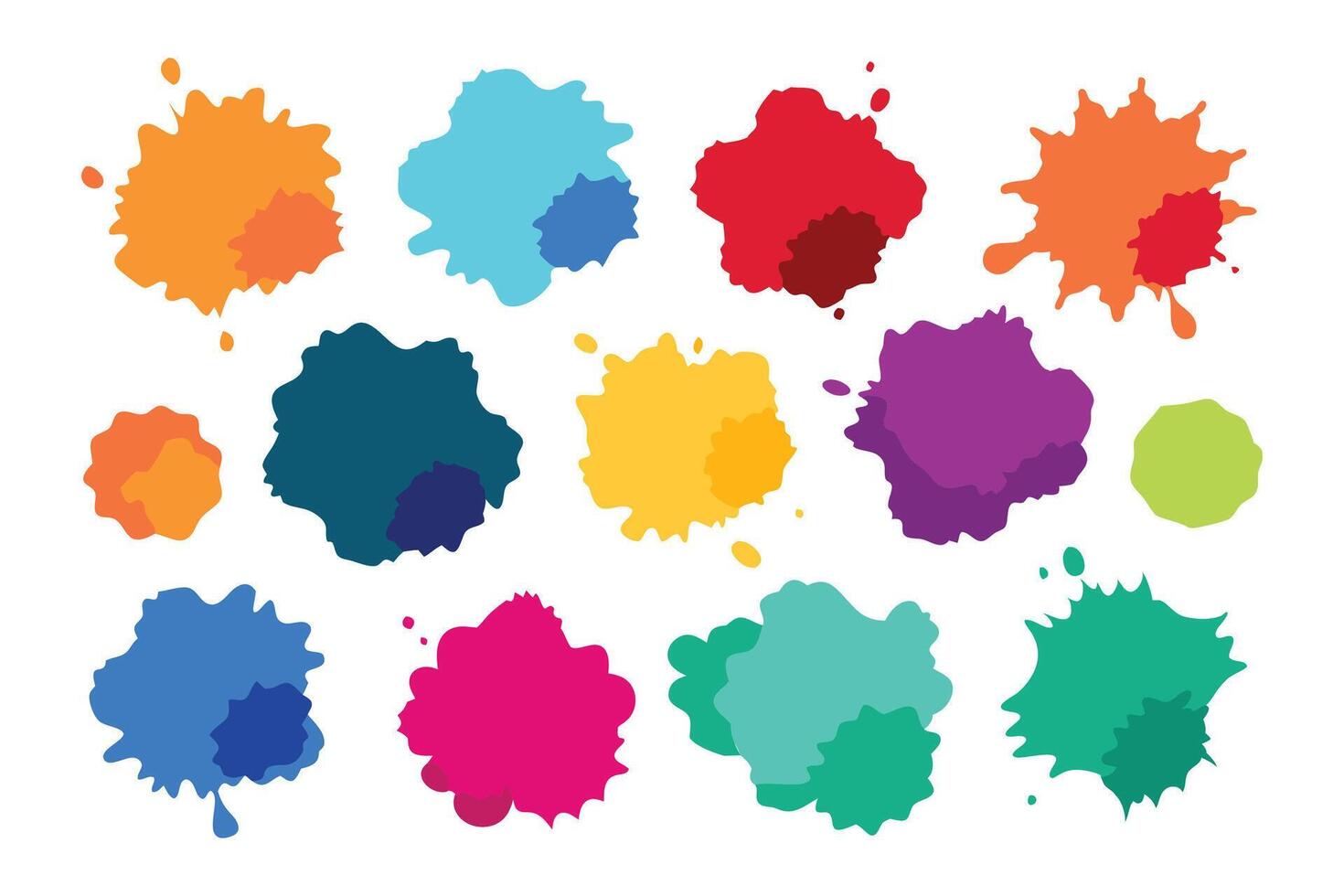 Abstract colorful watercolor splatters flat illustration set on white background vector